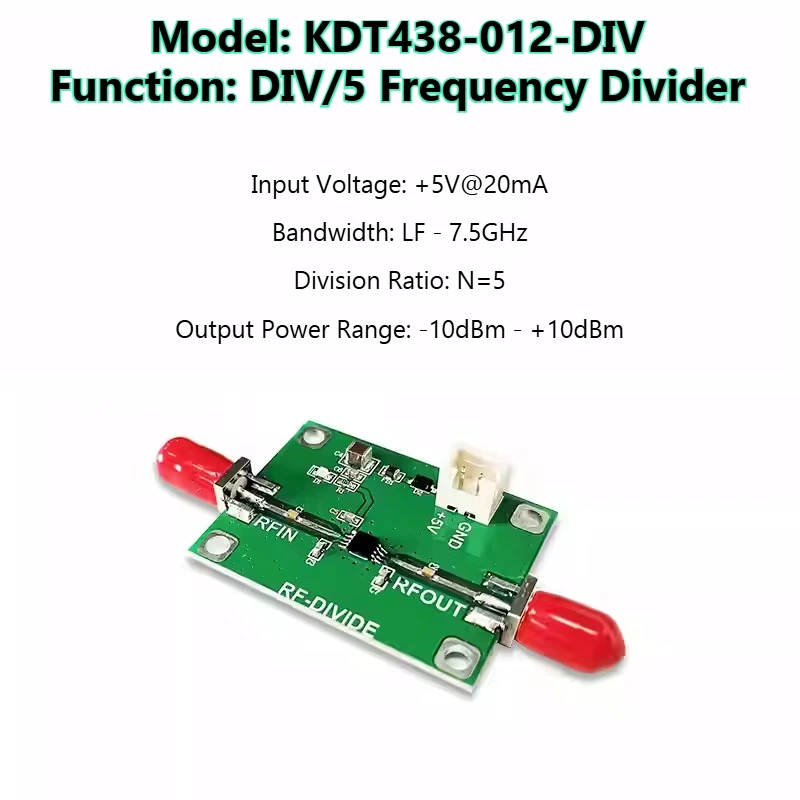 HMC438 RF Divider 5 Divided By 7GHz Bandwidth, Phase-locked Loop Loop Divider, RF Module KDT438-012-DIV
HMC438 RF Divider 5 Divided By 7GHz Bandwidth, Phase-locked Loop Loop Divider, RF Module KDT438-012-DIV