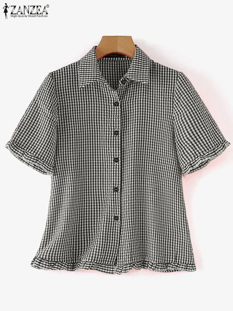 ZANZEA 2024 Women Vintage Grid Printed Shirts Summer Button Down Oversize Korean Top Casual Turn-Down-Collar Short Sleeve Blouse
ZANZEA 2024 Women Vintage Grid Printed Shirts Summer Button Down Oversize Korean Top Casual Turn-Down-Collar Short Sleeve Blouse