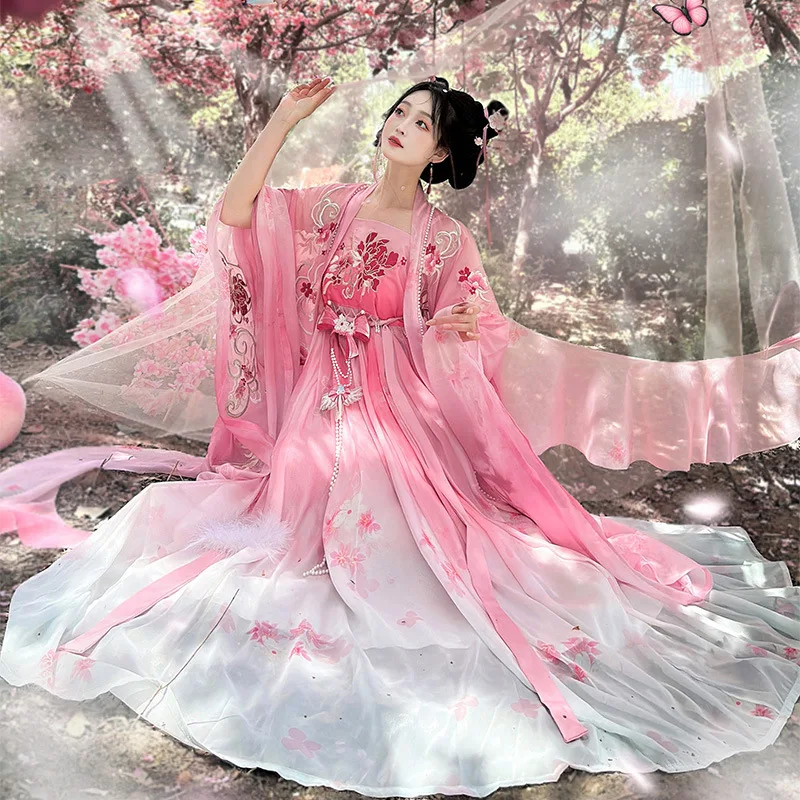 Hanfu Skirt Hanfu Women's New Summer Heavy Industry Embroidery Large Sleeve Fairy Style Tang Dynasty Ancient Costume Pink
Hanfu Skirt Hanfu Women's New Summer Heavy Industry Embroidery Large Sleeve Fairy Style Tang Dynasty Ancient Costume Pink