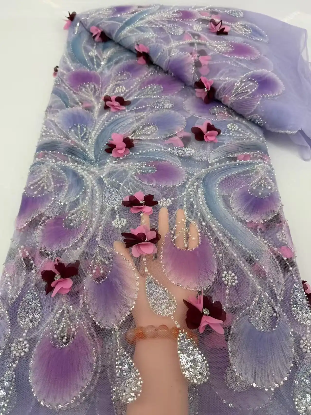 5 Yards African Lace Fabric African Beaded Lace Sequins Tulle French 3D Flower Embroidered Applique Fabric for Sewing Material
5 Yards African Lace Fabric African Beaded Lace Sequins Tulle French 3D Flower Embroidered Applique Fabric for Sewing Material