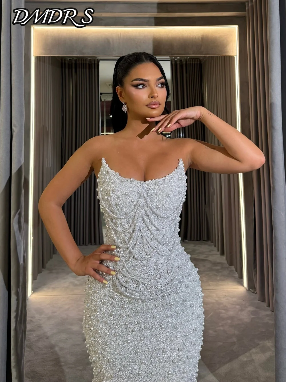 Classic Pearl Evening Dress Glamorous Strapless Beaded Party Gown Formal A-line Floor Length Party Dresses فساتين سهرة
Classic Pearl Evening Dress Glamorous Strapless Beaded Party Gown Formal A-line Floor Length Party Dresses فساتين سهرة