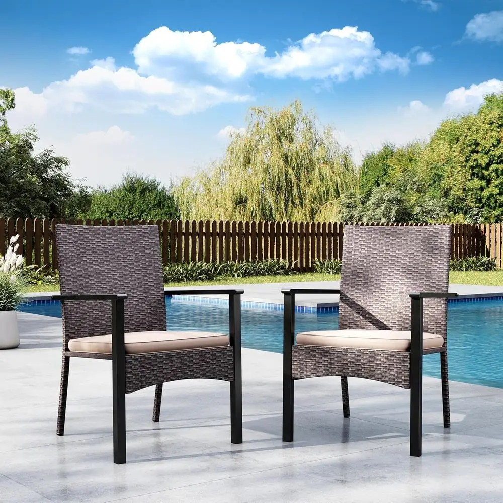 All-Weather Wicker Patio Dining Chairs Set of 2 with Cushions for Backyard and Porch
All-Weather Wicker Patio Dining Chairs Set of 2 with Cushions for Backyard and Porch