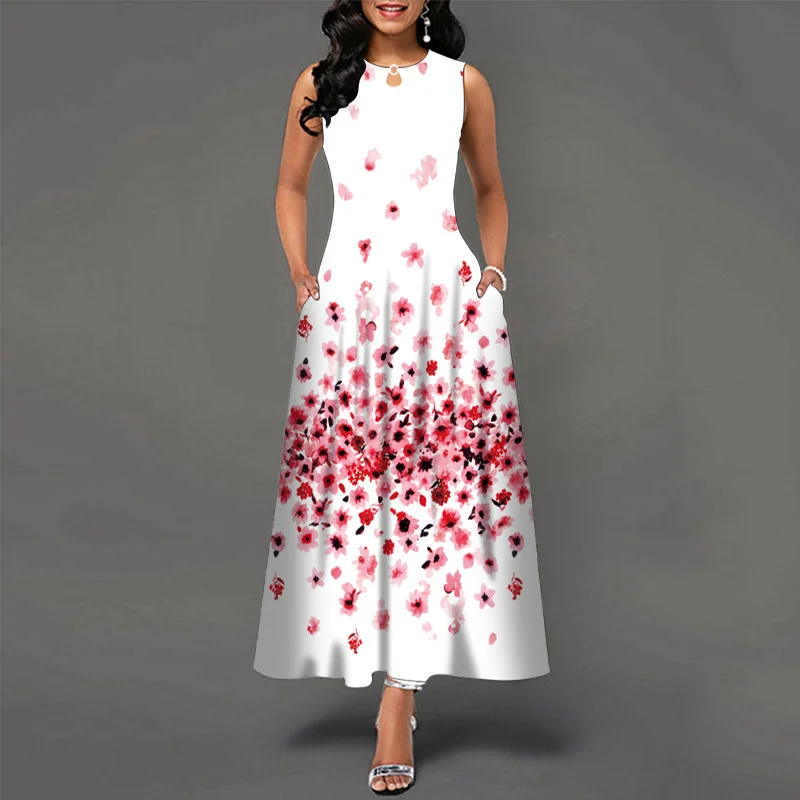 Women's Sleeveless Print Dress, High Waist, Pocket, V-Neck, Loose, Casual, Long Dress, Female Fashion, Summer, New, 5XL
Women's Sleeveless Print Dress, High Waist, Pocket, V-Neck, Loose, Casual, Long Dress, Female Fashion, Summer, New, 5XL