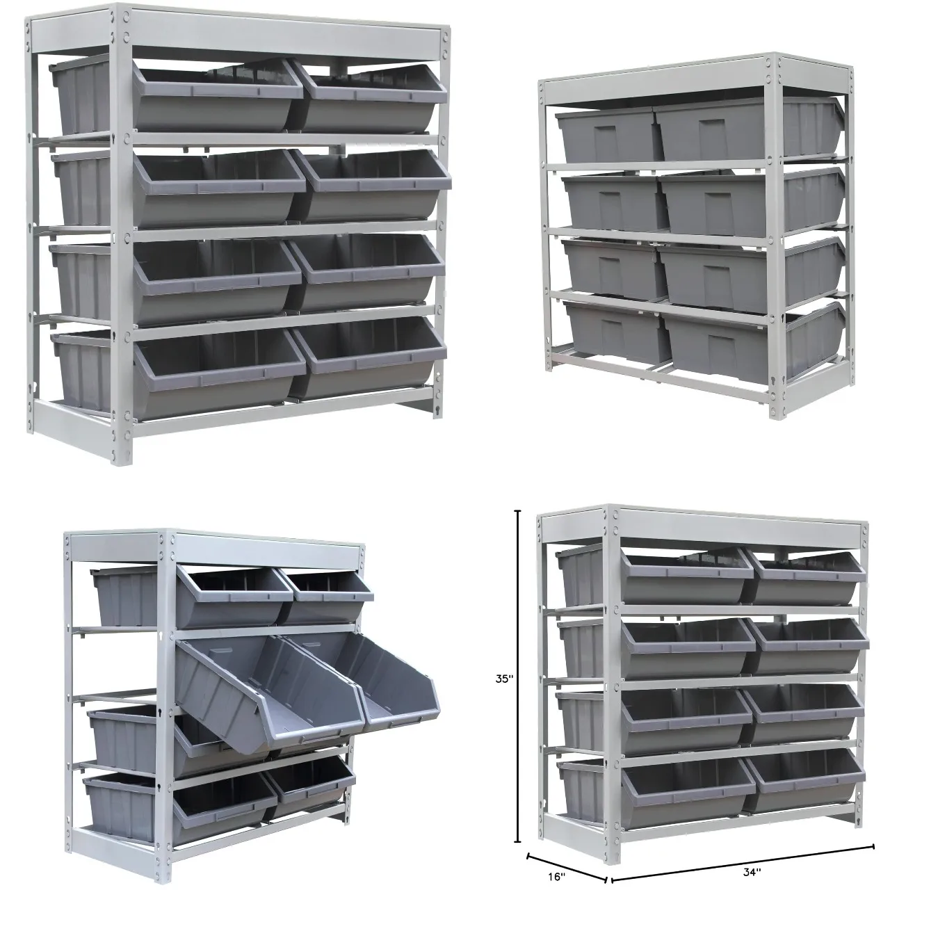 4 Tier Boltless Steel Bin Rack Storage Organizer with 8 Plastic Bins, Garage Warehouse Shelf, Customized
4 Tier Boltless Steel Bin Rack Storage Organizer with 8 Plastic Bins, Garage Warehouse Shelf, Customized