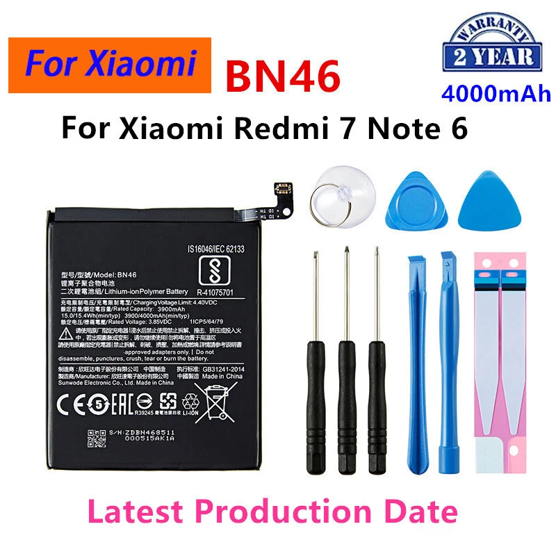 Brand New BN46 4000mAh Battery For Xiaomi Redmi 7 Redmi7 Redmi Note 6 Redmi Note6 Note8 Note 8 BN46 Batteries +Tools
Brand New BN46 4000mAh Battery For Xiaomi Redmi 7 Redmi7 Redmi Note 6 Redmi Note6 Note8 Note 8 BN46 Batteries +Tools