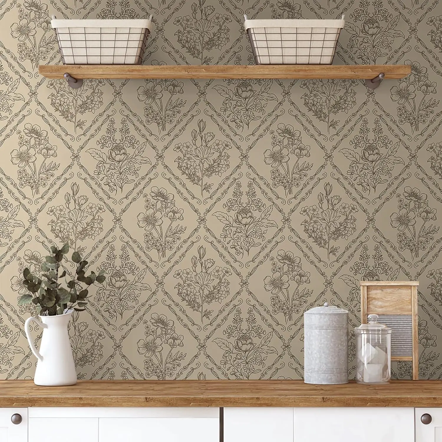 Floral Peel and Stick Wallpaper Vintage Brown Removable Wallpaper for Bathroom Bedroom with Waterproof Self Adhesive Vinyl
Floral Peel and Stick Wallpaper Vintage Brown Removable Wallpaper for Bathroom Bedroom with Waterproof Self Adhesive Vinyl