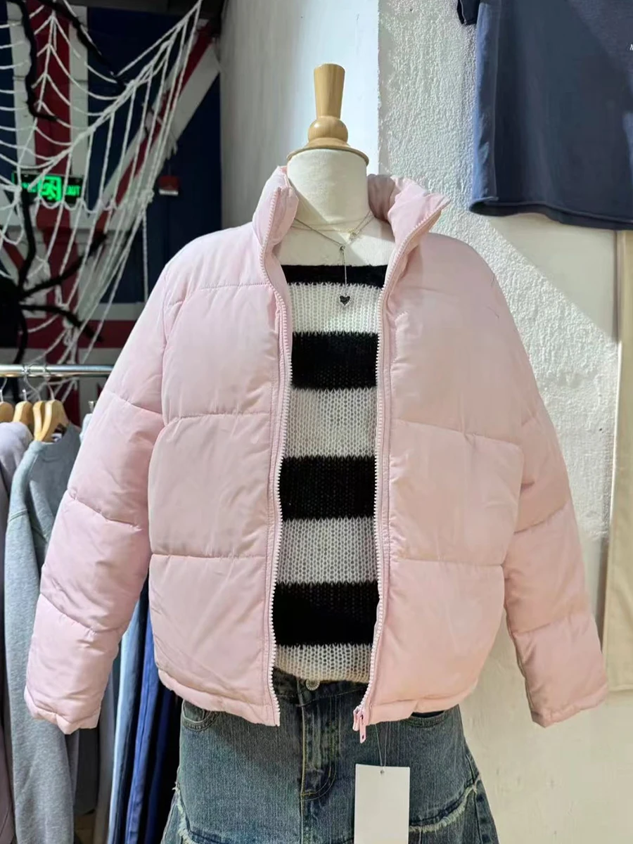 Pink Sweet Quilted Parka Jacket Woman Winter Stand Collar Zipper Long Sleeve Outwear Overcoat Casual Cute Cotton Puffer Jackets
Pink Sweet Quilted Parka Jacket Woman Winter Stand Collar Zipper Long Sleeve Outwear Overcoat Casual Cute Cotton Puffer Jackets