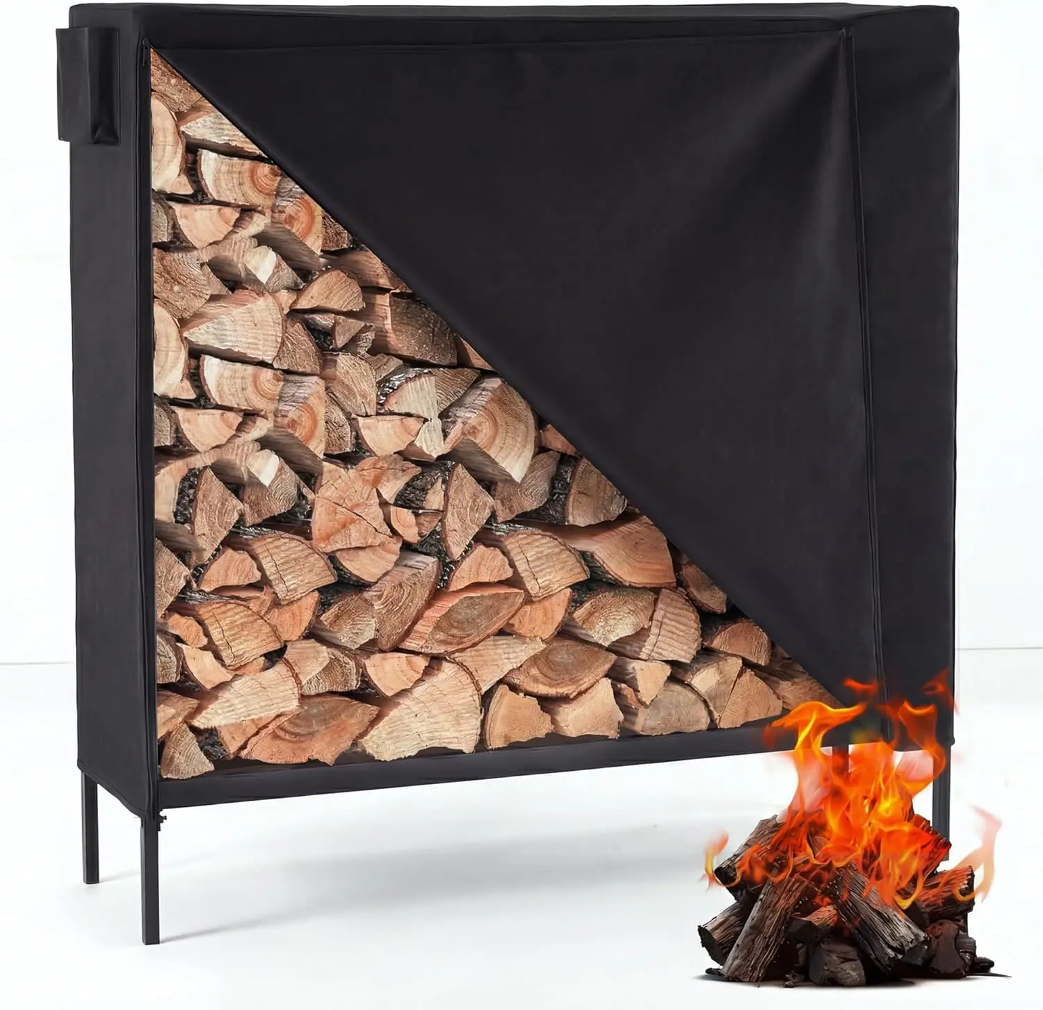 Heavy Duty Firewood Storage Rack with Cover and Zipper, Indoor Outdoor Wood Holder for Firewood
Heavy Duty Firewood Storage Rack with Cover and Zipper, Indoor Outdoor Wood Holder for Firewood