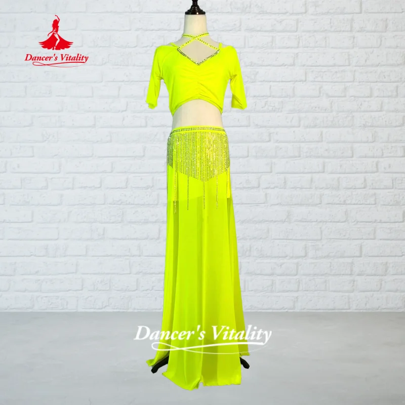 Belly Dance Costume Custom Short Sleeved Top+AB Stones Fringed Long Skirt 2pcs Oriental Dance Practice Outfit Dancer's Vitality
Belly Dance Costume Custom Short Sleeved Top+AB Stones Fringed Long Skirt 2pcs Oriental Dance Practice Outfit Dancer's Vitality