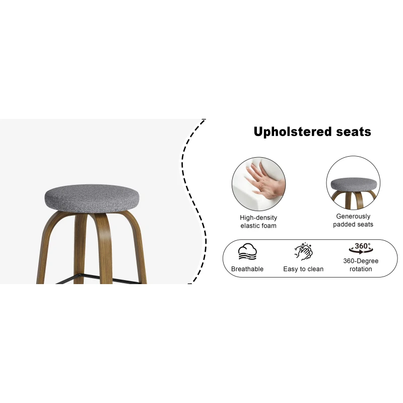 AILUNWALL Swivel Bar Stools Set of 2, Bar Height Backless 30″ Bar Stool, Fabric Upholstered Seat, Sturdy Wood Legs and Metal
AILUNWALL Swivel Bar Stools Set of 2, Bar Height Backless 30″ Bar Stool, Fabric Upholstered Seat, Sturdy Wood Legs and Metal