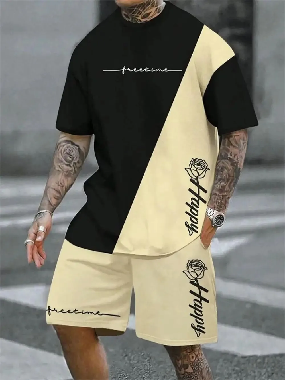 2026 Summer New Men's Short-Sleeved Set with 3D Rose Pattern Print - Street Casual Fashion Comfortable and Soft
2026 Summer New Men's Short-Sleeved Set with 3D Rose Pattern Print - Street Casual Fashion Comfortable and Soft