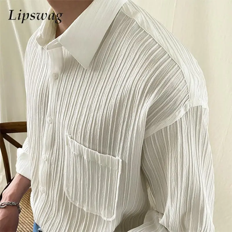 Stylish Mens Long Sleeve Shirts Autumn Casual Tunr-down Collar Buttoned Shirt For Men Vintage Solid Color Textured Shirt Blouses
Stylish Mens Long Sleeve Shirts Autumn Casual Tunr-down Collar Buttoned Shirt For Men Vintage Solid Color Textured Shirt Blouses