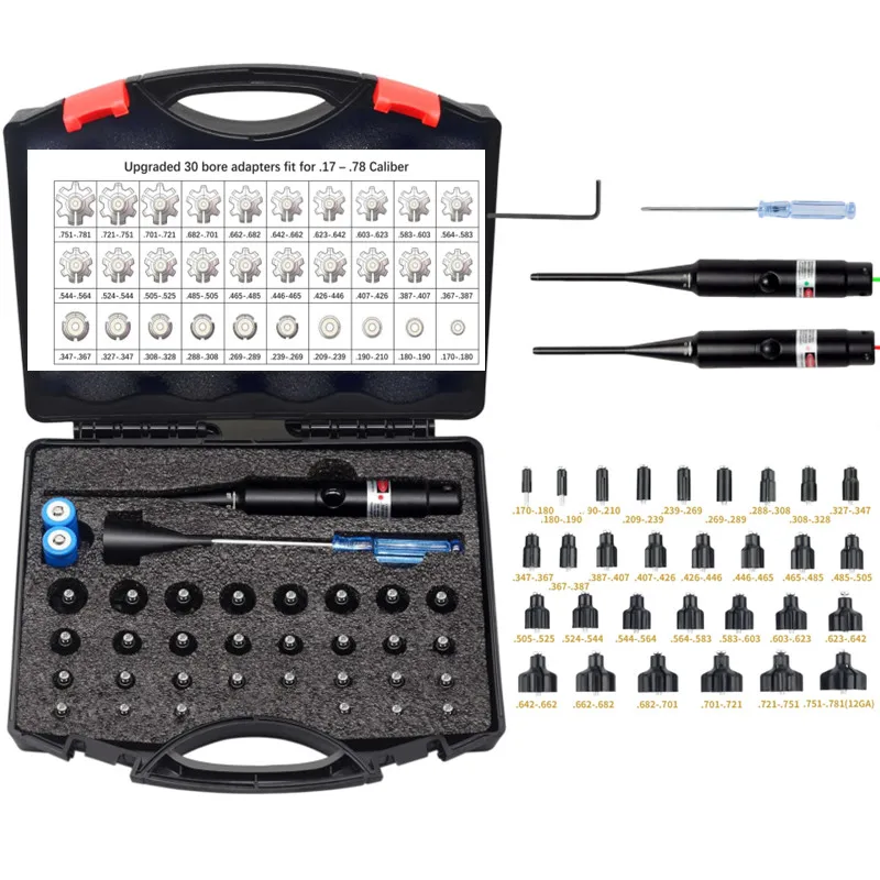 Bore Sight Kit 30 Adapters from .177 .22 to 12GA with Stable Centering Device Boresighter
Bore Sight Kit 30 Adapters from .177 .22 to 12GA with Stable Centering Device Boresighter