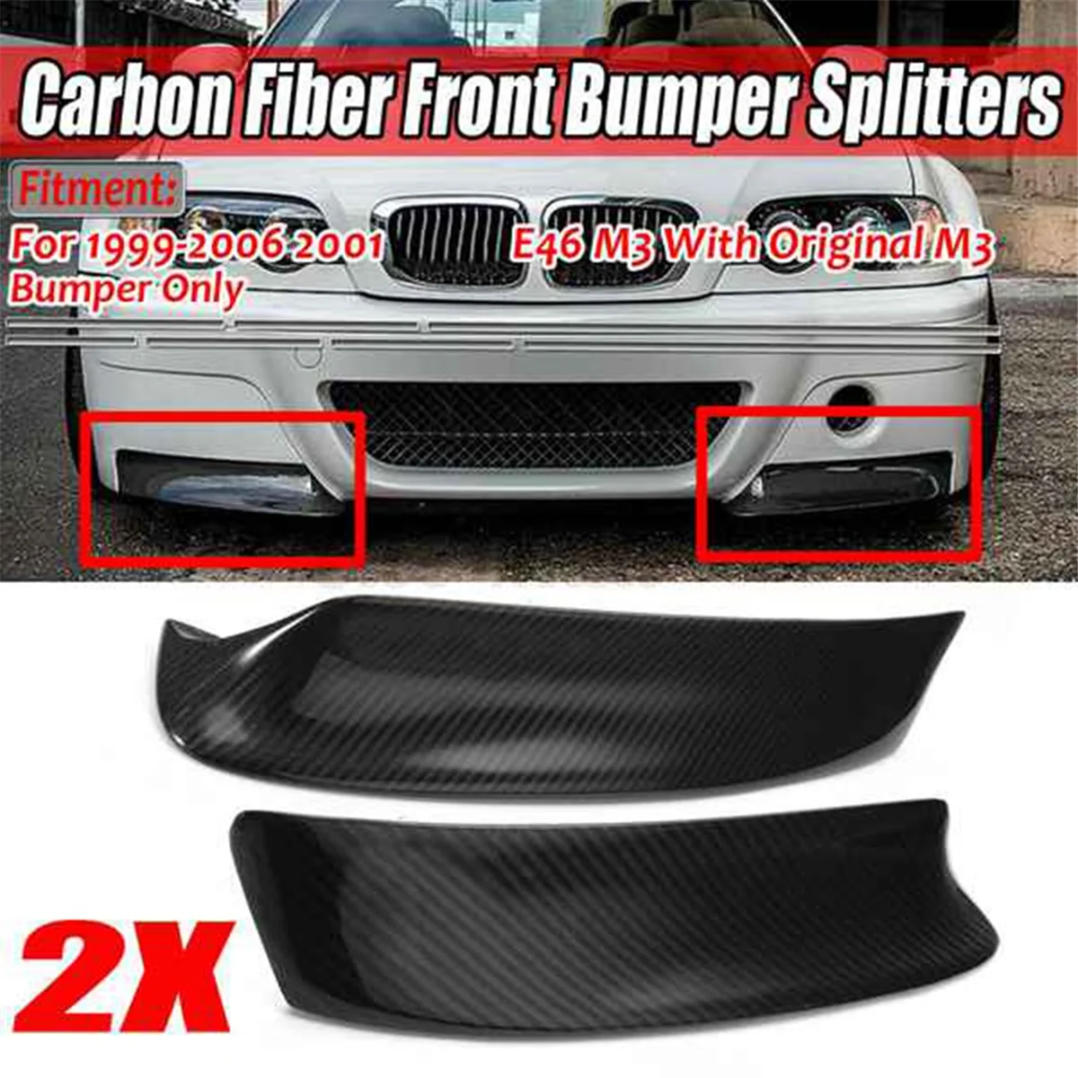 For E46 M3 1999-2006 REAL Carbon Fiber Front Bumper Splitter Spoiler Lip
For E46 M3 1999-2006 REAL Carbon Fiber Front Bumper Splitter Spoiler Lip