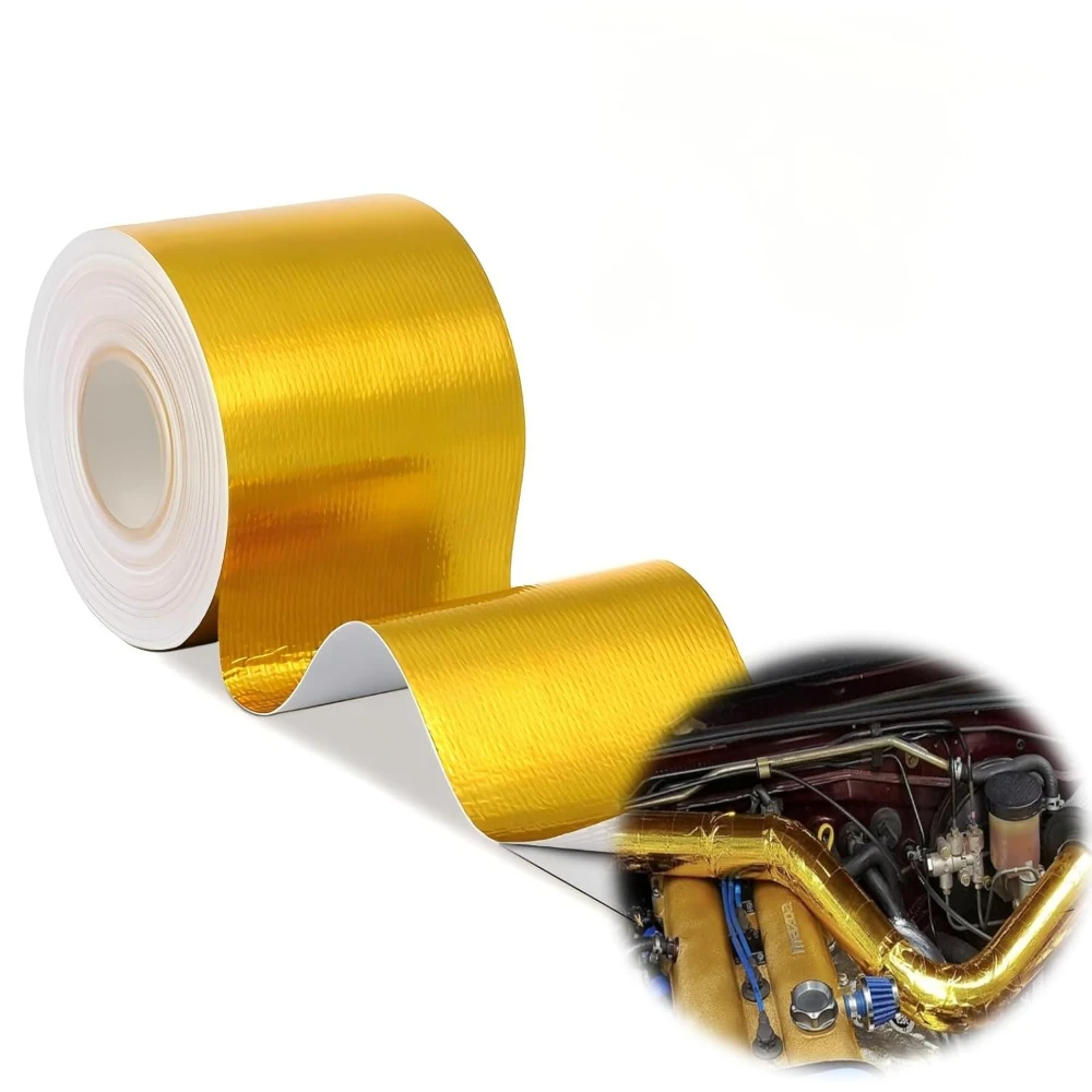 Adhesive Backed Heat Barrier Tape Roll, Glassfiber Heat Shield Reflective Tape Wrap Roll 2'' x 16.4'(5M) for Car Intake Pipe
Adhesive Backed Heat Barrier Tape Roll, Glassfiber Heat Shield Reflective Tape Wrap Roll 2'' x 16.4'(5M) for Car Intake Pipe