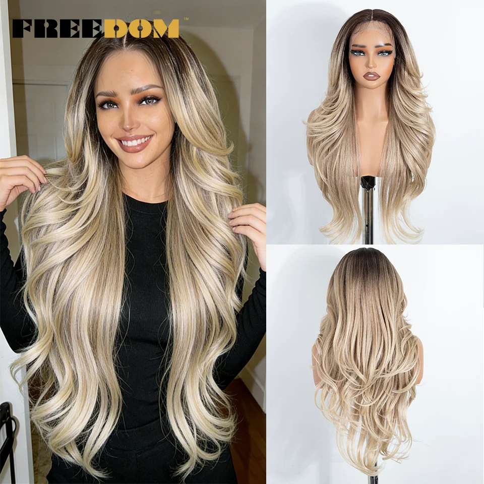 FREEDOM Long Layered Wavy Synthetic Lace Front Wigs For Women 28 Inches Ombre Brown Blonde Lace Wig With Bangs Cosplay Wigs
FREEDOM Long Layered Wavy Synthetic Lace Front Wigs For Women 28 Inches Ombre Brown Blonde Lace Wig With Bangs Cosplay Wigs