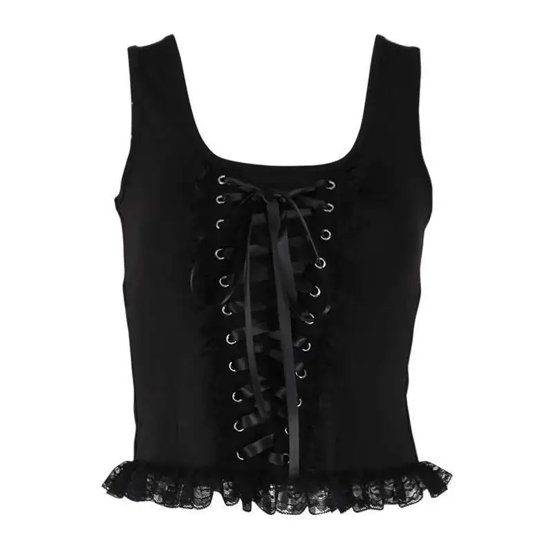 Tank Top Women's Summer Square Neck Camisole Sexy Strappy Design Dark Fashion Knit Lace Sling Top
Tank Top Women's Summer Square Neck Camisole Sexy Strappy Design Dark Fashion Knit Lace Sling Top