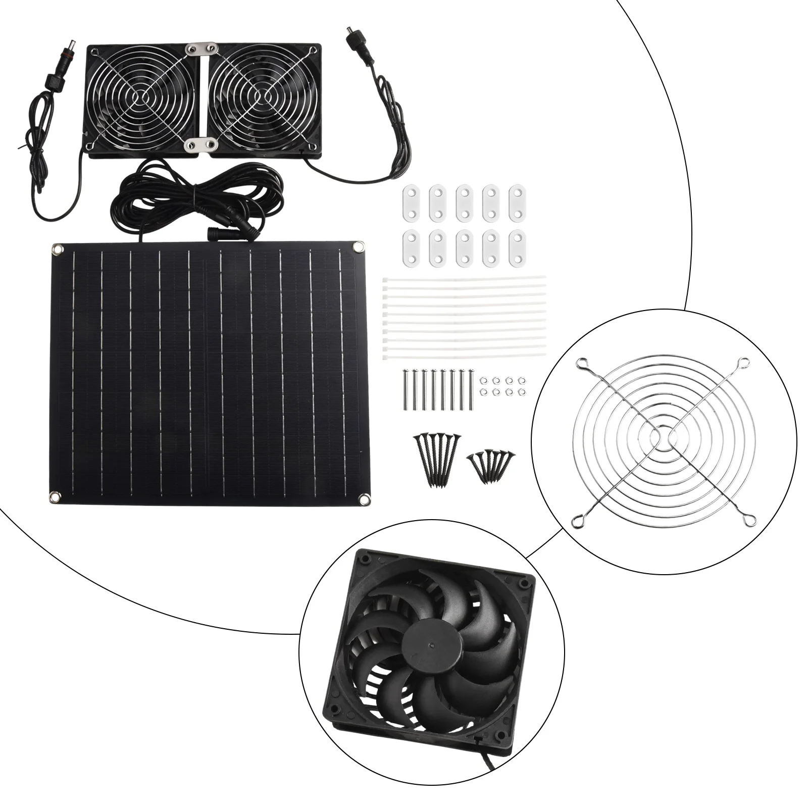 25W Solar Fan Kit with Waterproof Solar Panel and Dual Fans for For outdoor Greenhouse Chicken House and Pet House Ventilation
25W Solar Fan Kit with Waterproof Solar Panel and Dual Fans for For outdoor Greenhouse Chicken House and Pet House Ventilation