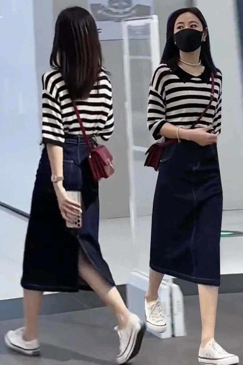 High Waist Denim Skirt Maxi Half-length Post Split Slimming A-line Spring Summer New Style Fashion Women's Set Student Uniform
High Waist Denim Skirt Maxi Half-length Post Split Slimming A-line Spring Summer New Style Fashion Women's Set Student Uniform