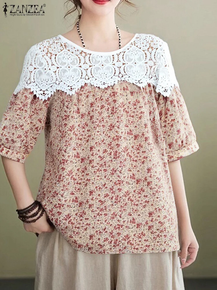 ZANZEA 2025 Summer Blusas Women Fashion Lace Stitching Tops Holiday Floral Printed Blouse Korean Casual Loose Half Sleeve Tunics
ZANZEA 2025 Summer Blusas Women Fashion Lace Stitching Tops Holiday Floral Printed Blouse Korean Casual Loose Half Sleeve Tunics