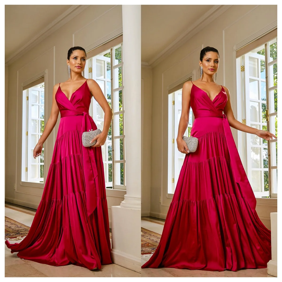 Customized Sexy Burgundy Satin Evening Dress V-Neck Spaghetti Straps Sleeveless Celebrity Gowns Belt Party Dress High
Customized Sexy Burgundy Satin Evening Dress V-Neck Spaghetti Straps Sleeveless Celebrity Gowns Belt Party Dress High