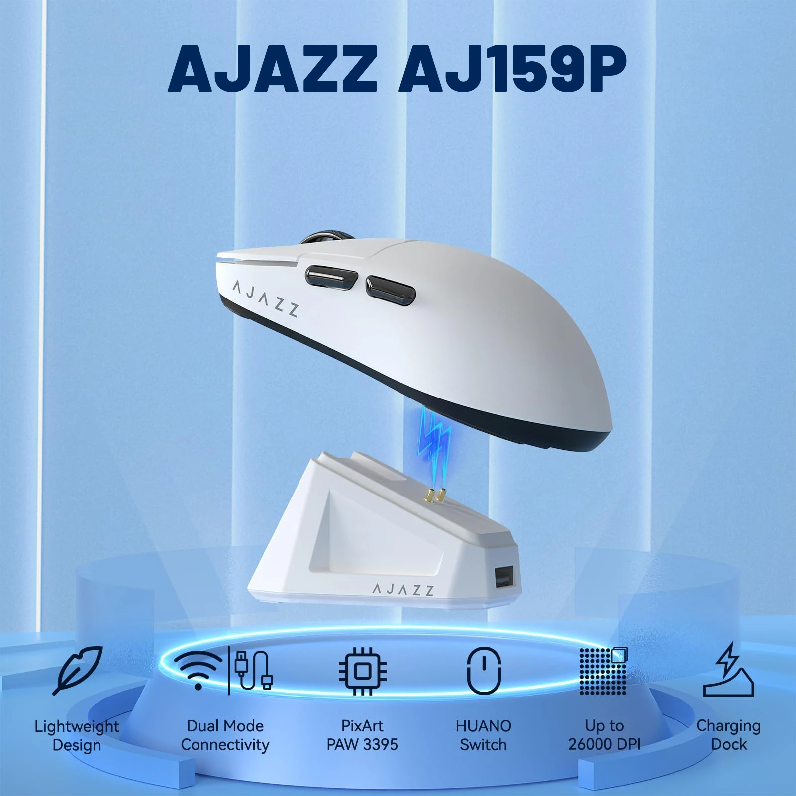 Ajazz AJ159P Gaming Mouse With Magnetic RGB Charging Dock 2.4G/BT/Wired Tri-Mode PAW3395 Sensor 26K DPI 56g Light Weight Mouse
Ajazz AJ159P Gaming Mouse With Magnetic RGB Charging Dock 2.4G/BT/Wired Tri-Mode PAW3395 Sensor 26K DPI 56g Light Weight Mouse