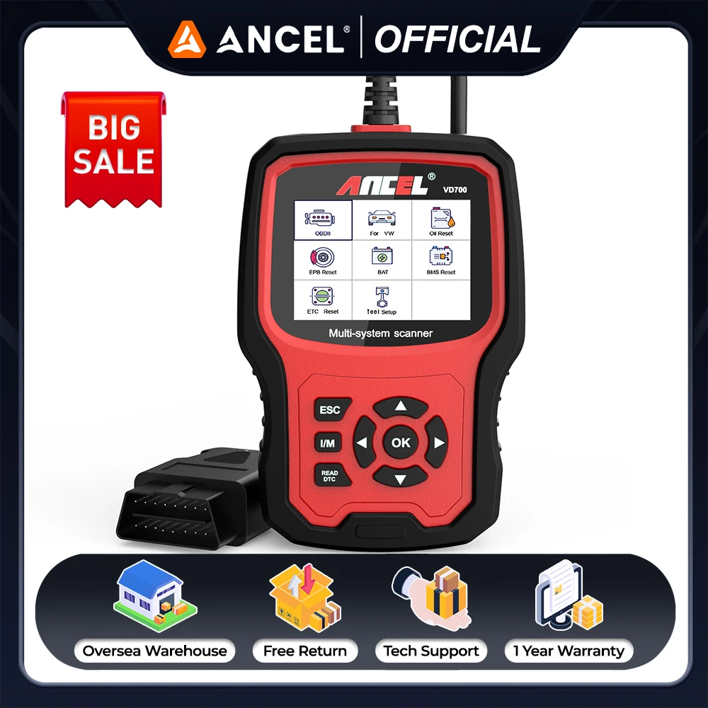ANCEL VD700 Professional OBD2 Scanner for VW Audi Skoda Seat Oil ABS DPF EPB SAS 10 Reset All System Automotive Diagnostic Case
ANCEL VD700 Professional OBD2 Scanner for VW Audi Skoda Seat Oil ABS DPF EPB SAS 10 Reset All System Automotive Diagnostic Case
