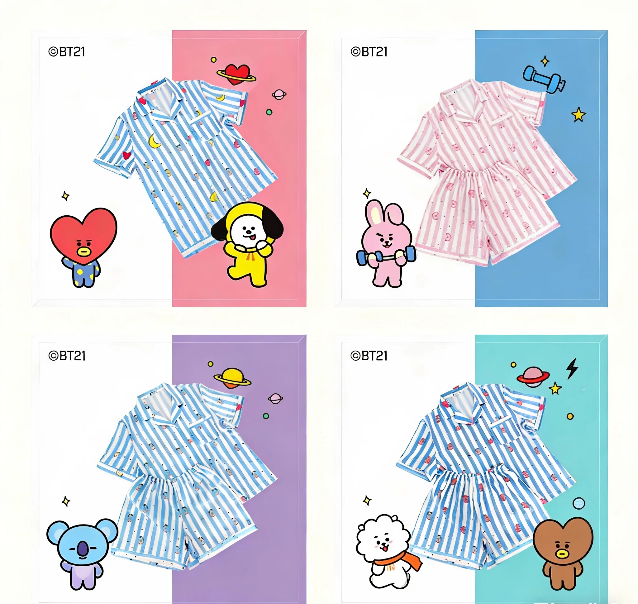 Пижамы BT21, домашняя одежда, повседневная одежда, футболка с короткими рукавами, комплект из двух предметов с шортами для мужчин и женщин на лето.
Пижамы BT21, домашняя одежда, повседневная одежда, футболка с короткими рукавами, комплект из двух предметов с шортами для мужчин и женщин на лето.