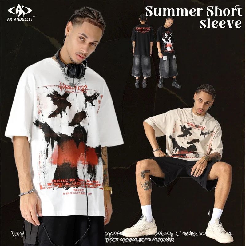 2496 Men's summer new short-sleeved cotton T-shirt street hip-hop characters bird flock art graffiti tide printing
2496 Men's summer new short-sleeved cotton T-shirt street hip-hop characters bird flock art graffiti tide printing