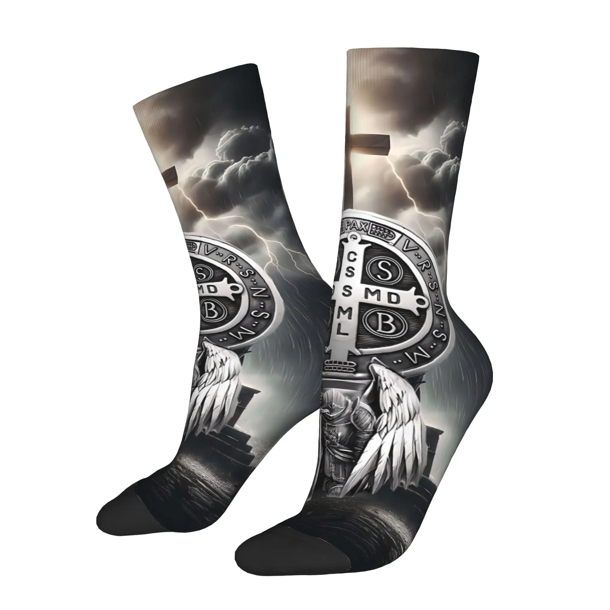 Saint Benedict's Medal Sock Printed Man Polyester Fashion Popular
Saint Benedict's Medal Sock Printed Man Polyester Fashion Popular