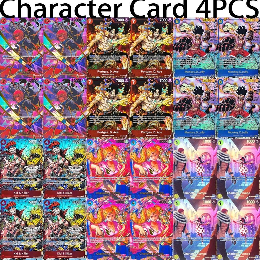 DIY ONE PIECE 4PCS Character Card TCG/OPCG Luffy Portgas.D.Ace Shanks Kid & Killer CharlottePudding Texture Foil Collection Card
DIY ONE PIECE 4PCS Character Card TCG/OPCG Luffy Portgas.D.Ace Shanks Kid & Killer CharlottePudding Texture Foil Collection Card