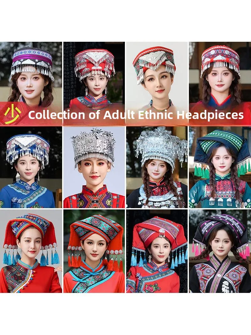 Adult Miao Ethnic Dance Performance Accessories Guizhou Minority Style Tri-March Hat Traditional Chinese Folk Art Headwear
Adult Miao Ethnic Dance Performance Accessories Guizhou Minority Style Tri-March Hat Traditional Chinese Folk Art Headwear