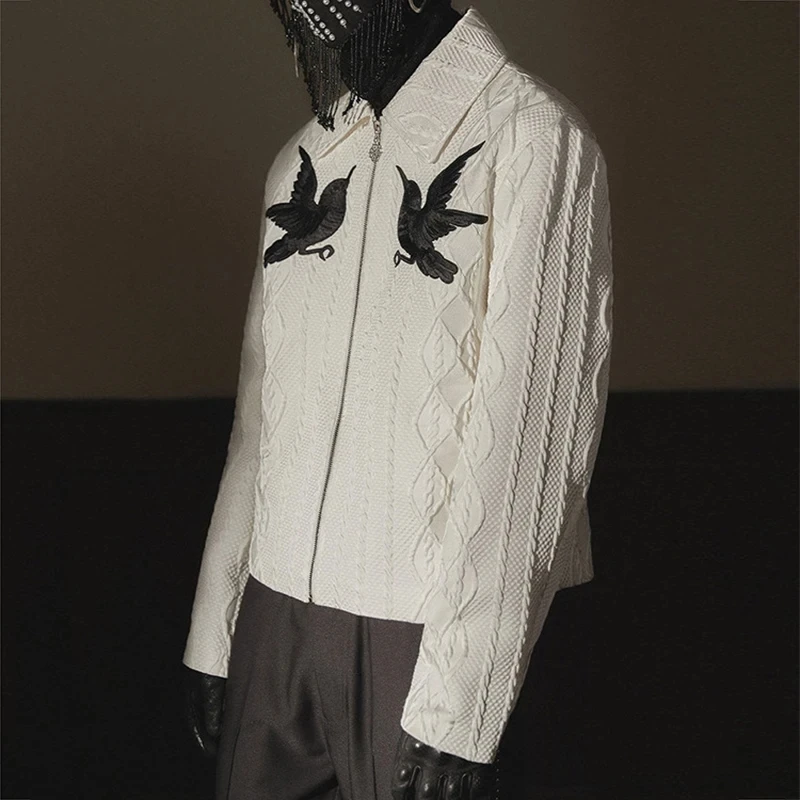 American Trend Jacket For Men Bird Embroidery jacquard Y2K Tops Coat 2024 Fall Fashion Loose Lapel Jackets Outerwear Streetwear
American Trend Jacket For Men Bird Embroidery jacquard Y2K Tops Coat 2024 Fall Fashion Loose Lapel Jackets Outerwear Streetwear