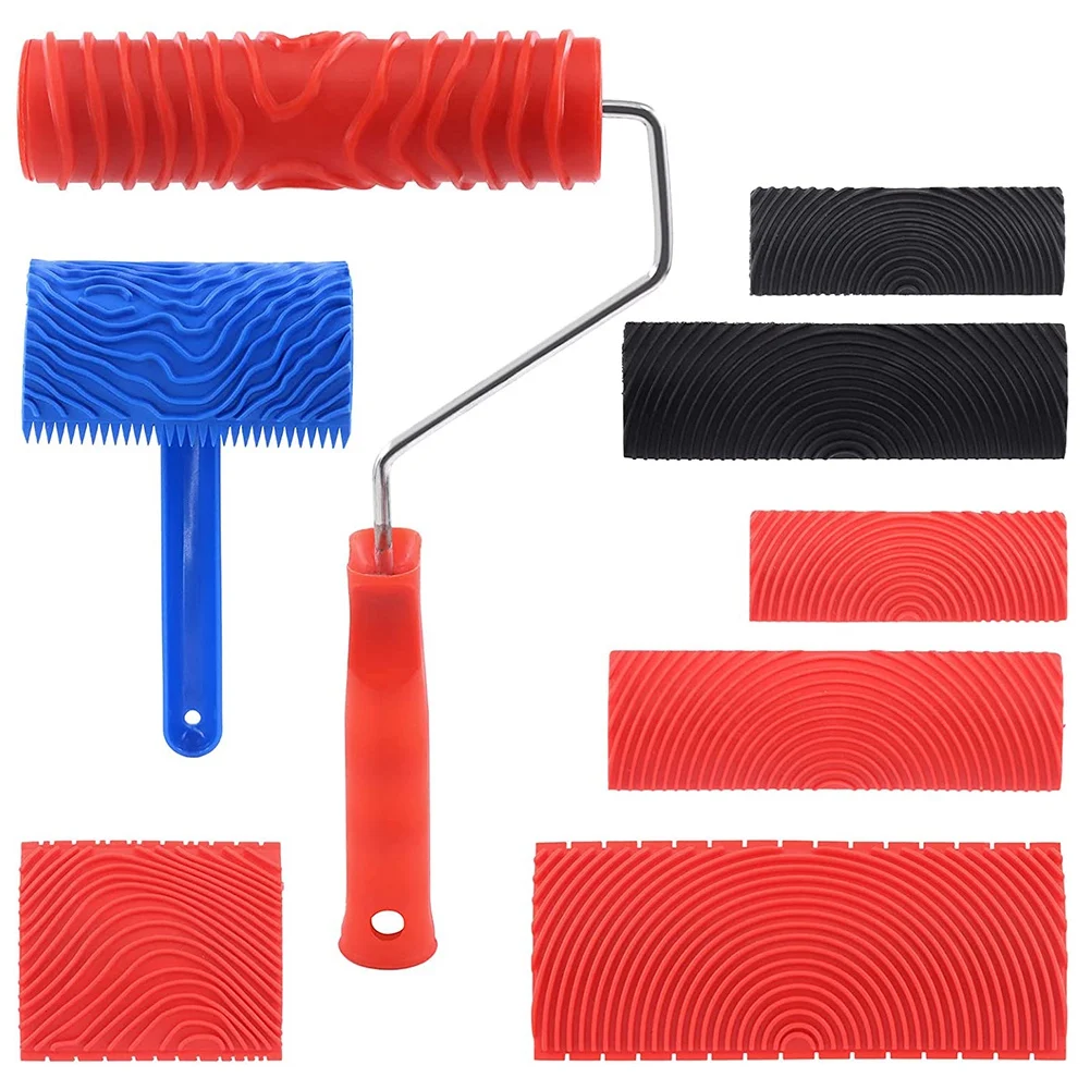 8 Pcs Wood Graining Painting Tool Set, Rubber Empaistic Grain Pattern Roller with Handle, for DIY Wall Room
8 Pcs Wood Graining Painting Tool Set, Rubber Empaistic Grain Pattern Roller with Handle, for DIY Wall Room