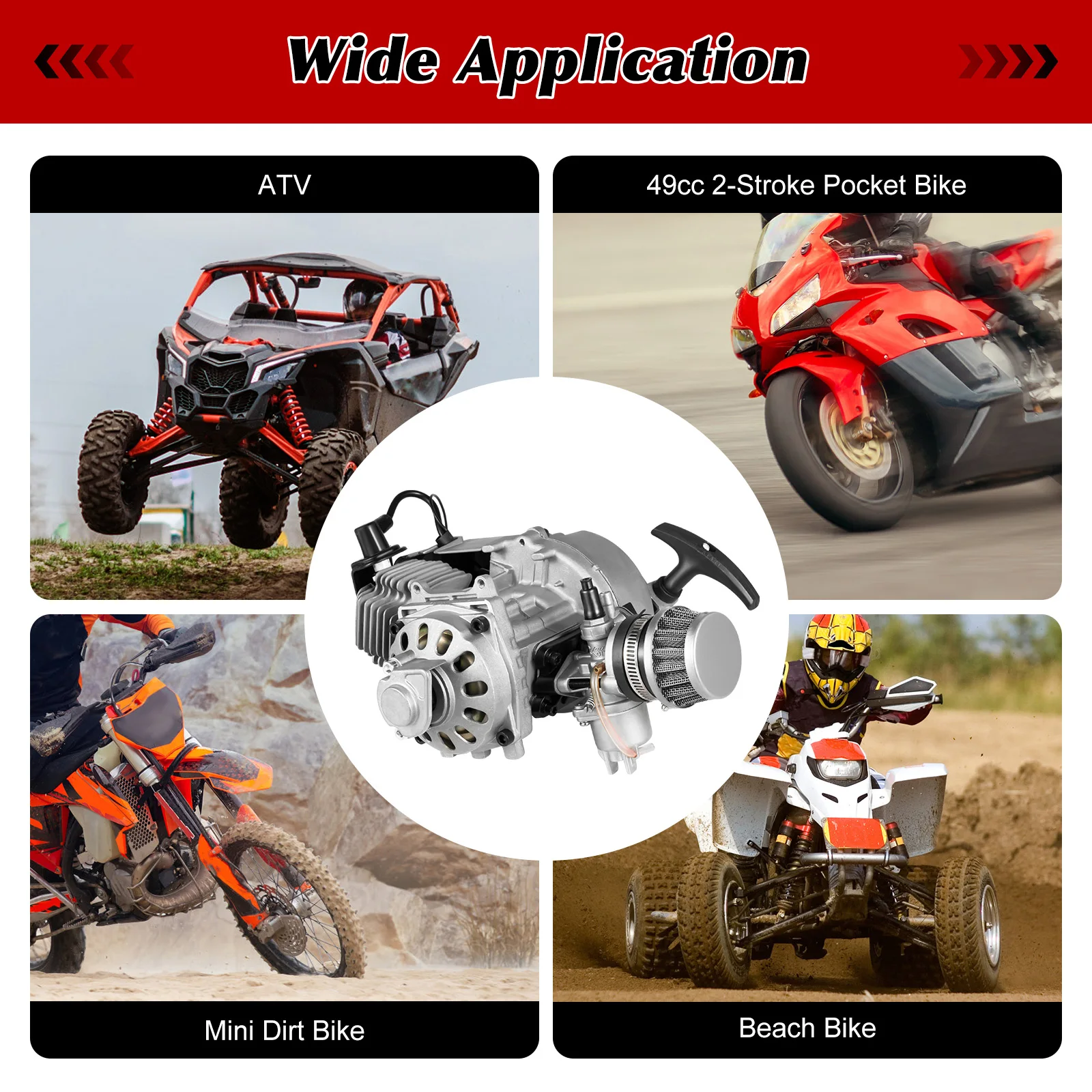 49cc Motor Kit Motor Engine 2-Stroke Bicycle Engine Kit Mini Off-Road/Sand Buggy Motor Kit with Fuel Tank for Mini Dirt Bike
49cc Motor Kit Motor Engine 2-Stroke Bicycle Engine Kit Mini Off-Road/Sand Buggy Motor Kit with Fuel Tank for Mini Dirt Bike
