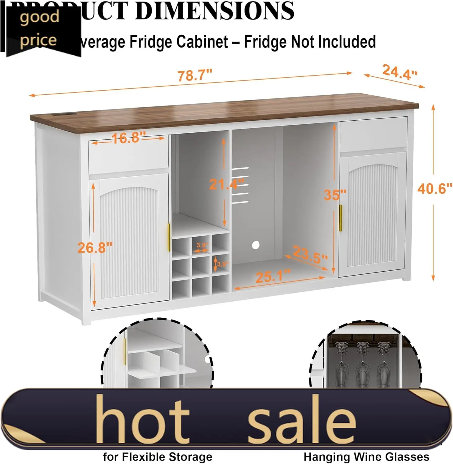 Extra Long Bar Cabinet with Fridge Space, Modern Wine Liquor Cabinet with Storage and Power Outlet, Buffet Sideboard with Fluted
Extra Long Bar Cabinet with Fridge Space, Modern Wine Liquor Cabinet with Storage and Power Outlet, Buffet Sideboard with Fluted