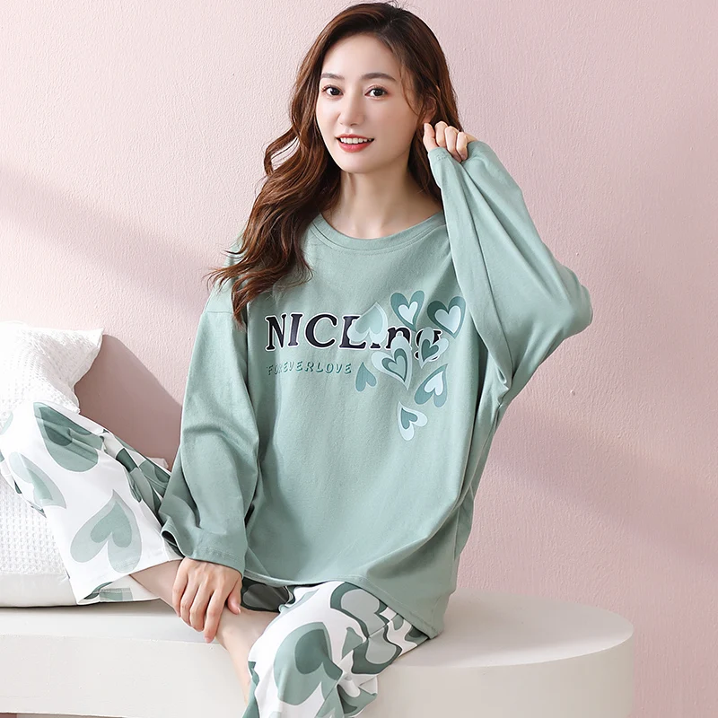 High Quality Women Pajamas Set 100% Cotoon Sweet Pyjamas Femme Long Sleeve Round Neck Sleepwear Girls Homewear
High Quality Women Pajamas Set 100% Cotoon Sweet Pyjamas Femme Long Sleeve Round Neck Sleepwear Girls Homewear