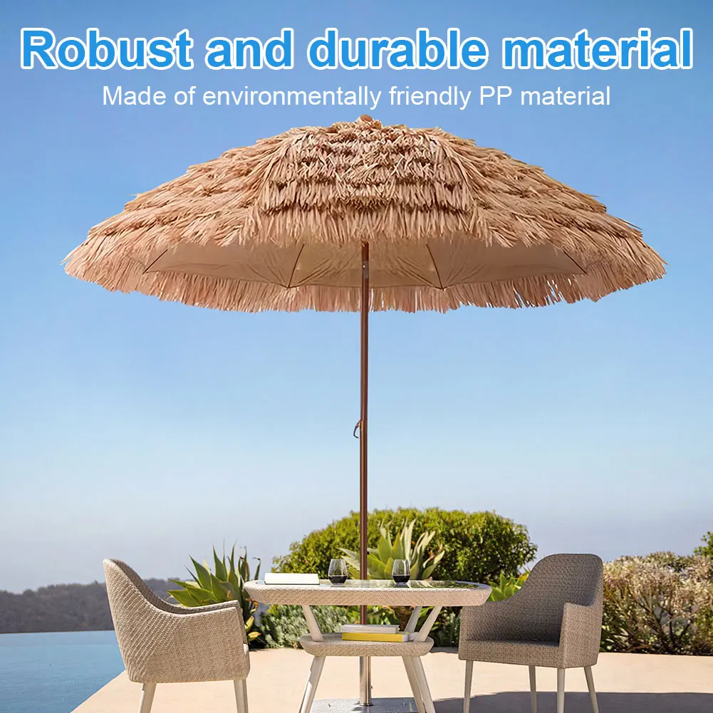 6.23ft/1.9m Height Beach Umbrella Tilt Outdoor Patio Umbrella Height Adjustable Thatched Tiki Umbrella 8 Ribs for Tiki Bar
6.23ft/1.9m Height Beach Umbrella Tilt Outdoor Patio Umbrella Height Adjustable Thatched Tiki Umbrella 8 Ribs for Tiki Bar
