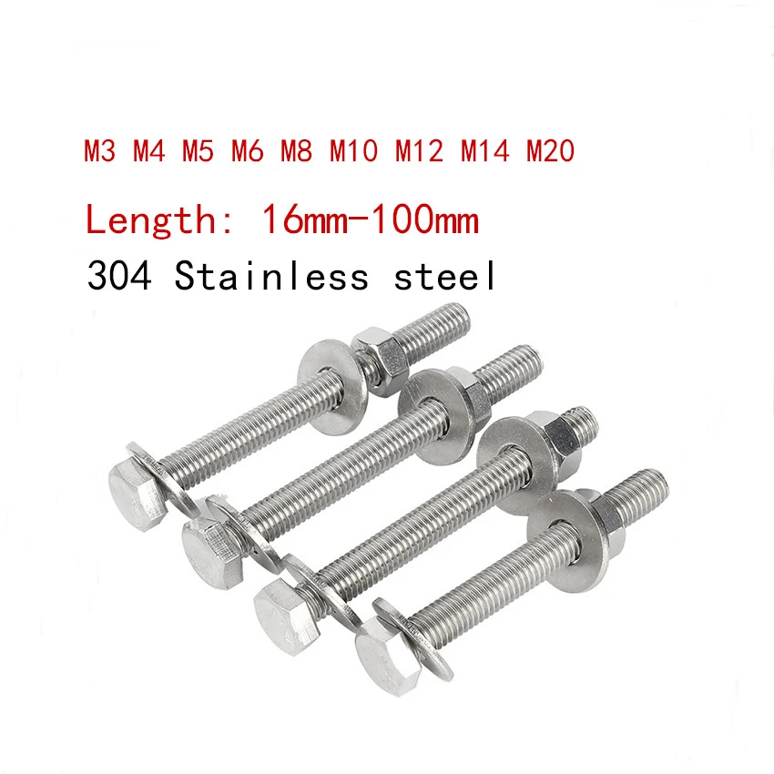 304 Stainless Steel Hex Screw Through Wall Screw, Nut Washer Combination Kit M3 M4 M5 M6 M8 M10 M12 M14 M20
304 Stainless Steel Hex Screw Through Wall Screw, Nut Washer Combination Kit M3 M4 M5 M6 M8 M10 M12 M14 M20