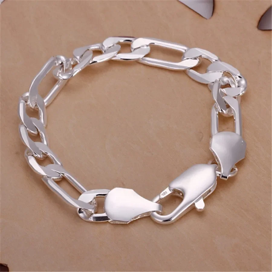 10MM 925 Sterling Silver Solid Bracelet Chain for Women Men Silver Color Jewelry Fashion Beautiful Hot Figaro Chain Wedding
10MM 925 Sterling Silver Solid Bracelet Chain for Women Men Silver Color Jewelry Fashion Beautiful Hot Figaro Chain Wedding