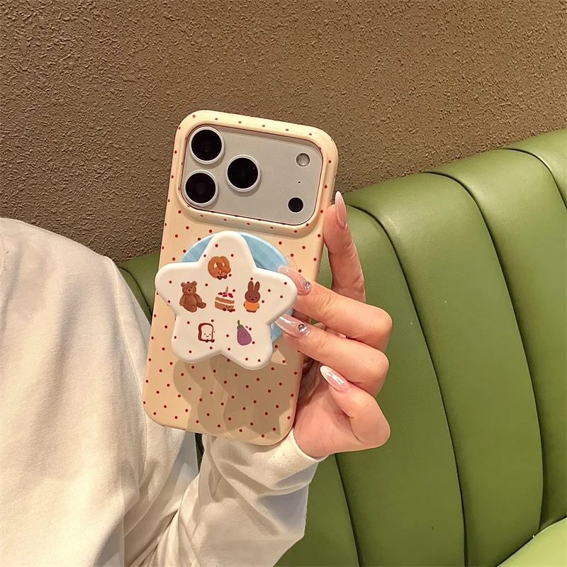 Cute Red Polka Dot Phone Case with Star Cartoon Magnetic Grip Holder For iPhone 17 16 15 Pro Max Soft Protective Cover For Girls
Cute Red Polka Dot Phone Case with Star Cartoon Magnetic Grip Holder For iPhone 17 16 15 Pro Max Soft Protective Cover For Girls