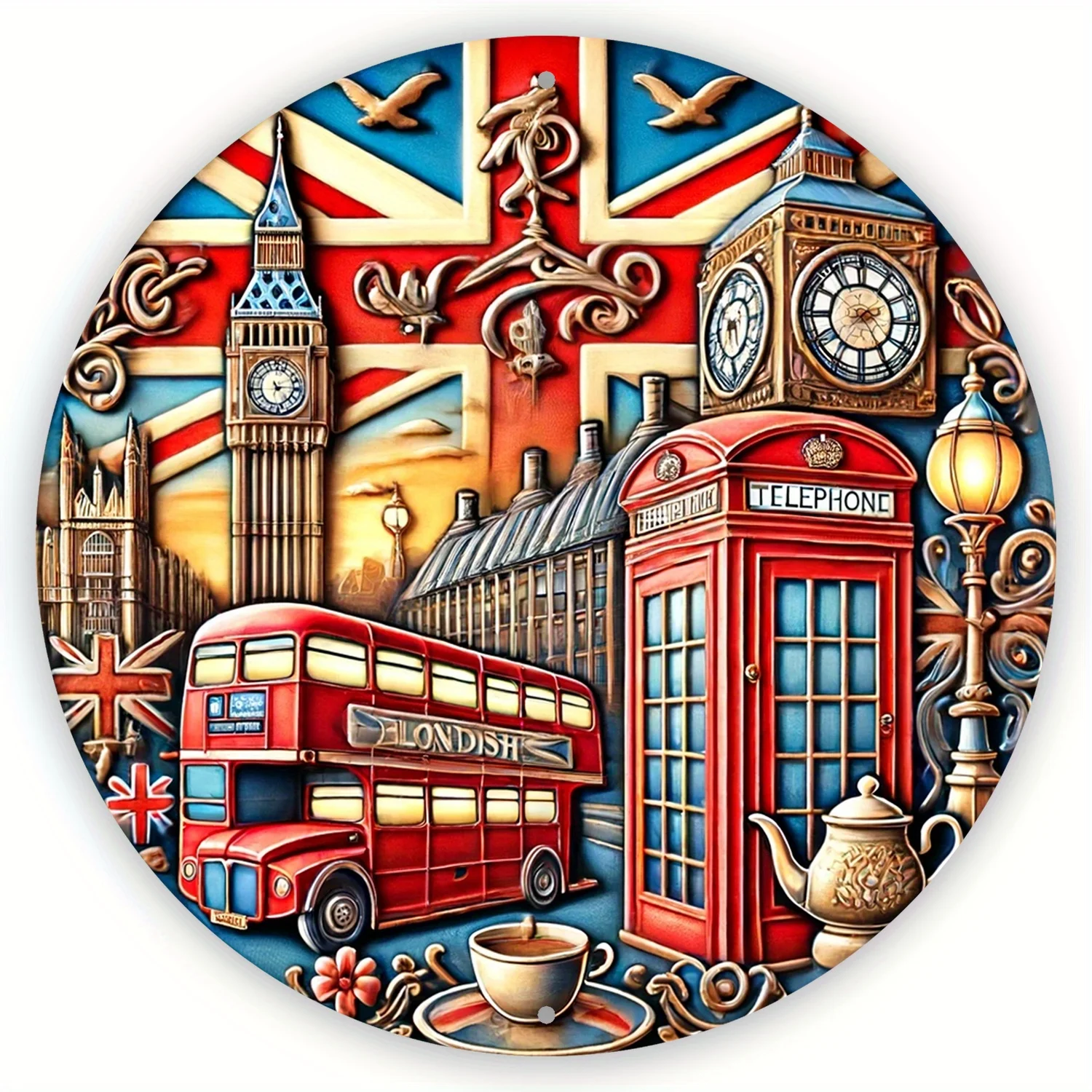 Vintage London Metal Art: 2D Printed Aluminium Wall Decoration - Suitable for Home, Kitchen, Garage, Restaurant, Bar
Vintage London Metal Art: 2D Printed Aluminium Wall Decoration - Suitable for Home, Kitchen, Garage, Restaurant, Bar