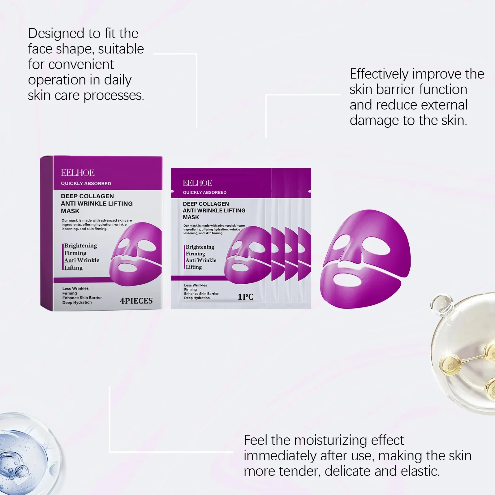 EELHOE Korea Collagen Facial Sheet Mask Nicotinamide Brightening Firming Moisturizing Deep Hydrating Repair Skin Nourishing Care
EELHOE Korea Collagen Facial Sheet Mask Nicotinamide Brightening Firming Moisturizing Deep Hydrating Repair Skin Nourishing Care