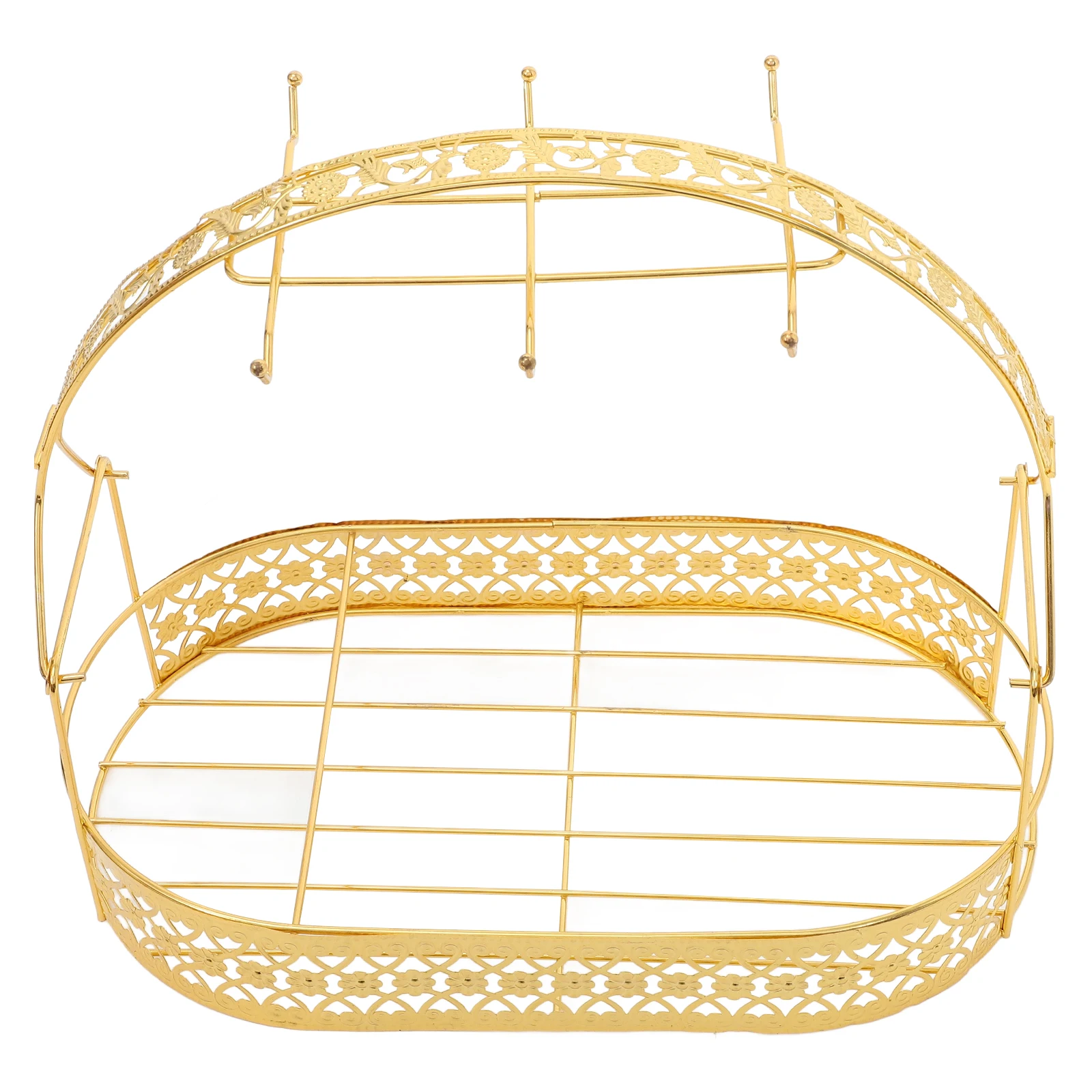 Electroplating Gold Cup Holder for 6 Mugs with Storage Basket Iron Rack Save Space Kitchen Organizer
Electroplating Gold Cup Holder for 6 Mugs with Storage Basket Iron Rack Save Space Kitchen Organizer