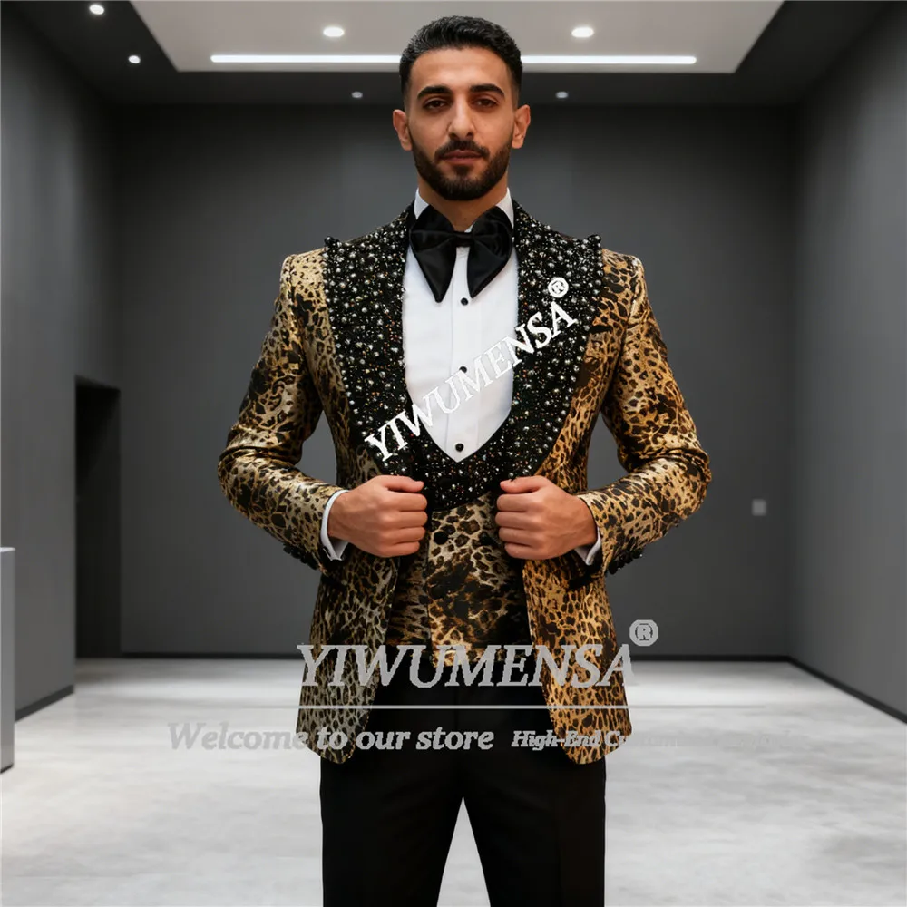 Male Fashion Leopard Print Suit Men For Wedding Black Peaked Lapel Prom Blazers Outfits 3 Pieces Sets Groom Tuxedos Ropa Hombre
Male Fashion Leopard Print Suit Men For Wedding Black Peaked Lapel Prom Blazers Outfits 3 Pieces Sets Groom Tuxedos Ropa Hombre