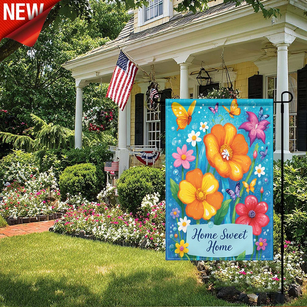 1PC, Home Sweet Home Garden Flag Colorful Floral Butterfly Print Outdoor Decorative Yard Flag
1PC, Home Sweet Home Garden Flag Colorful Floral Butterfly Print Outdoor Decorative Yard Flag