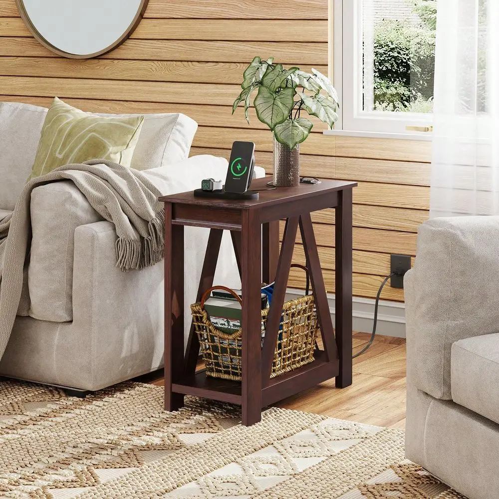 End Table With Charging Station Of Open Storage Shelf,Sofa Side Table With 2 USB Ports And 2 Power Outlets,Slim Farmhouse End T
End Table With Charging Station Of Open Storage Shelf,Sofa Side Table With 2 USB Ports And 2 Power Outlets,Slim Farmhouse End T