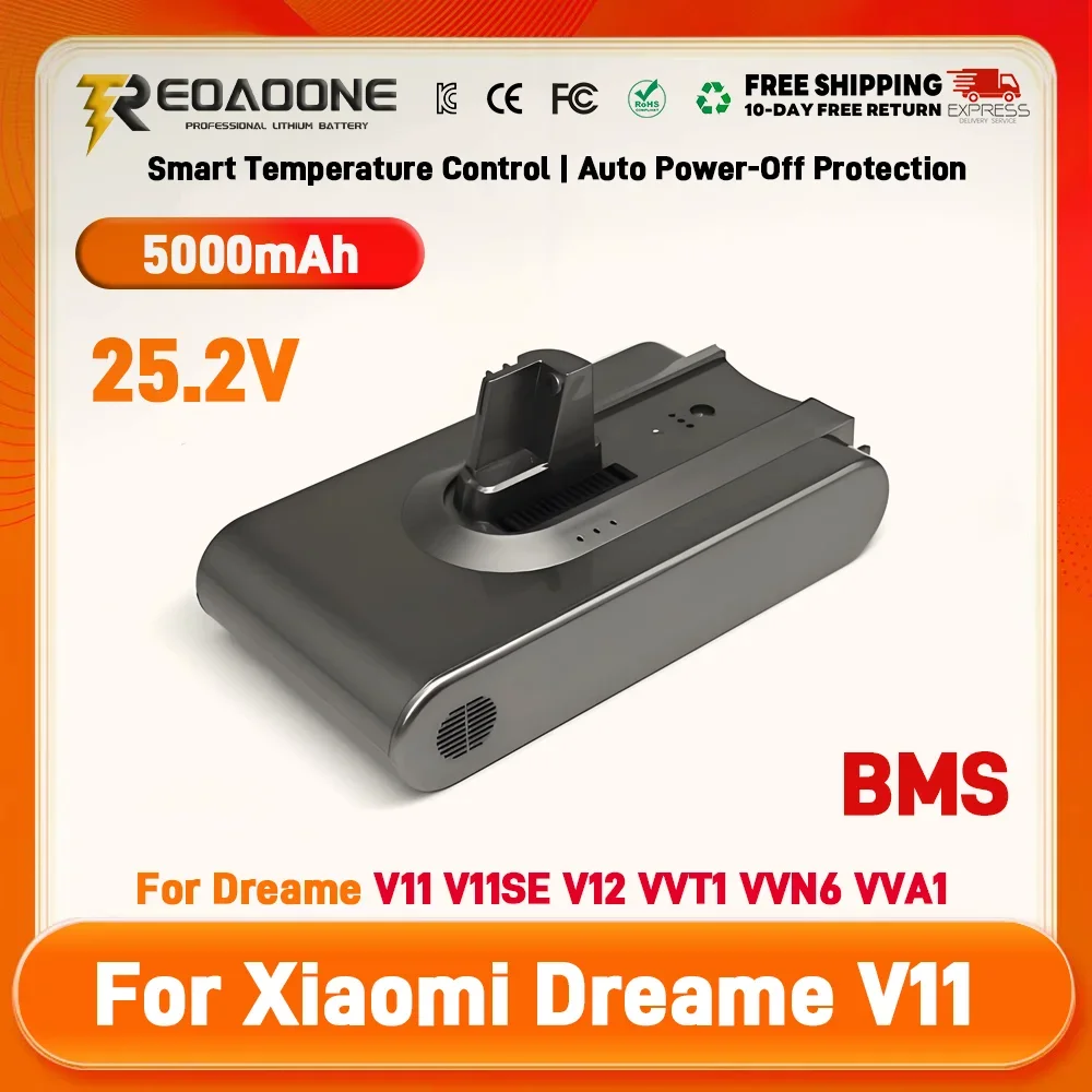 Original replacement battery For Dreame V11 V11SE V12 VVT1 VVN6 VVA1 Wireless Vacuum Cleaner 18650 Battery Pack
Original replacement battery For Dreame V11 V11SE V12 VVT1 VVN6 VVA1 Wireless Vacuum Cleaner 18650 Battery Pack