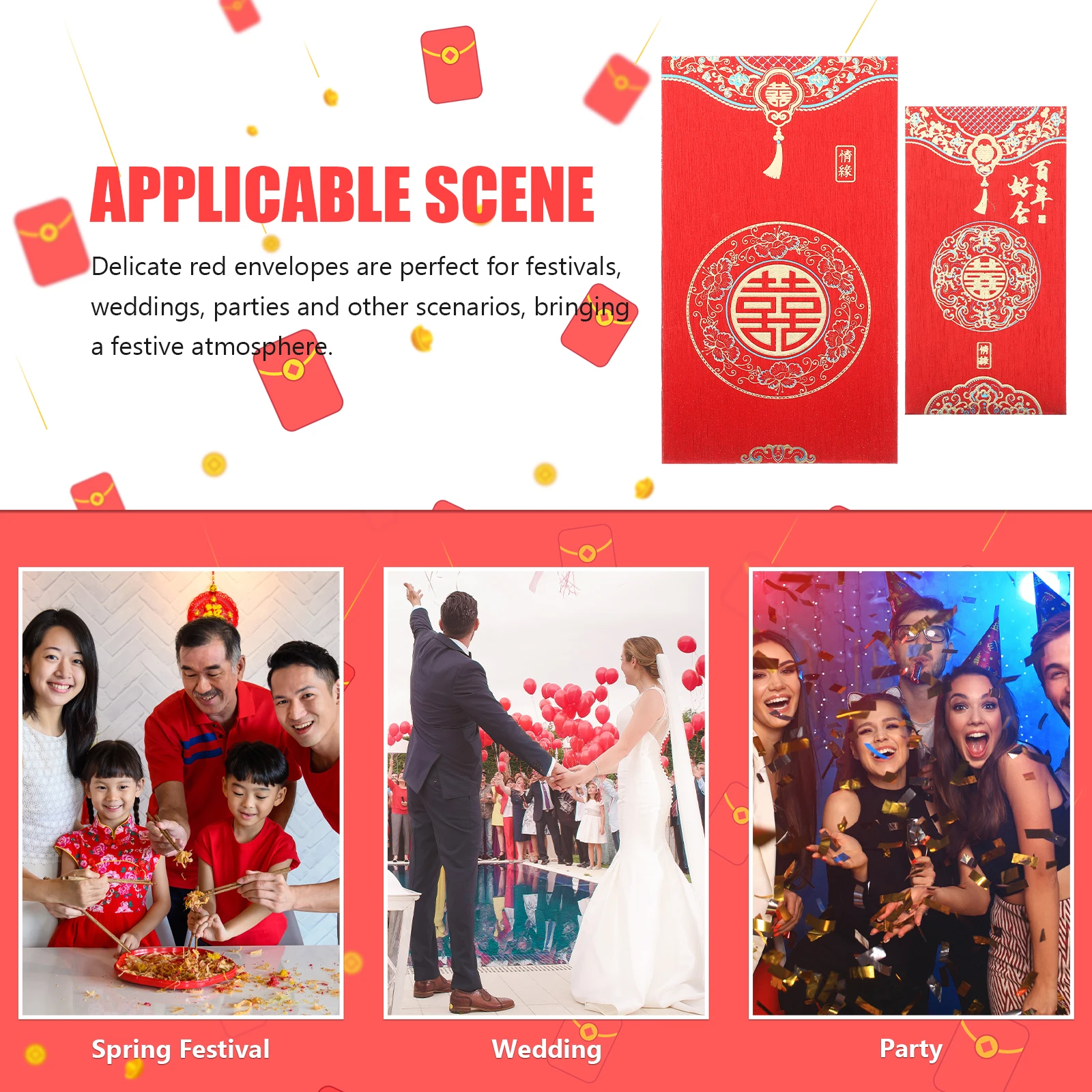 12pcs Golden Red Envelope Wedding Festival Paper Packets Surname Lucky Money Pouch Reusable Traditional Style Storage Coins
12pcs Golden Red Envelope Wedding Festival Paper Packets Surname Lucky Money Pouch Reusable Traditional Style Storage Coins