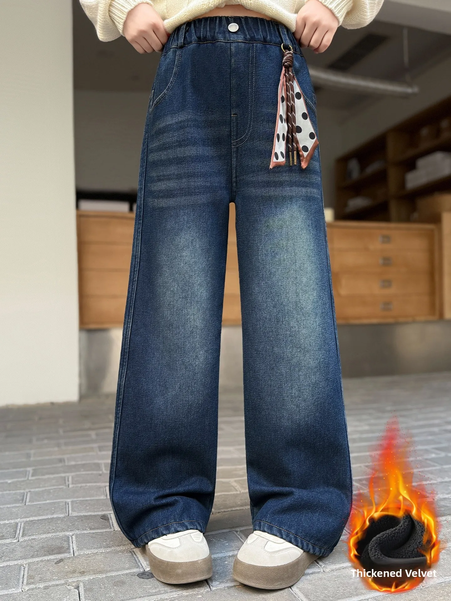 Thiened Fce Autumn Winter Denim Pants for Girls Wide Leg High Waist Casual Sle Warmth Function No Stretch Chinese Origin
Thiened Fce Autumn Winter Denim Pants for Girls Wide Leg High Waist Casual Sle Warmth Function No Stretch Chinese Origin
